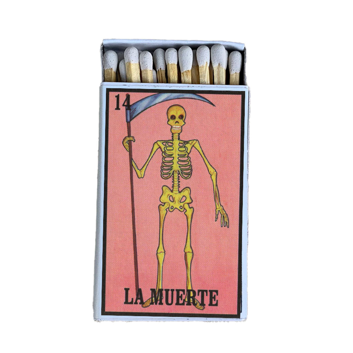 Loteria La Muerte Matchbox | Decorative Matches for Candles & Incense | Gothic Mexican Folk Art Home Decor | Unique Gift