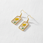Assorted Botanical Print Geometric Rectangle Drop Earrings, Floral Dangles, Nature Inspired Gift for Her