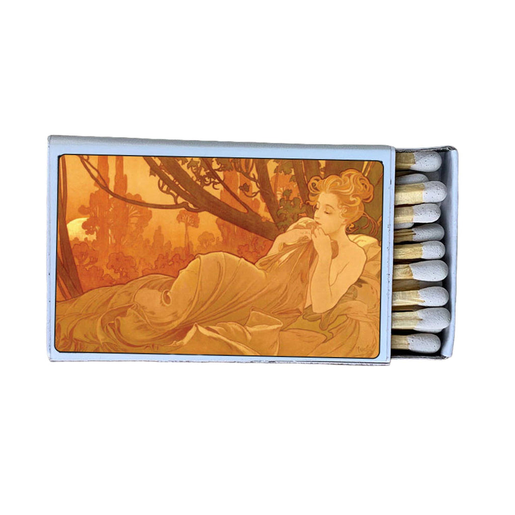 Art Nouveau Matchbook, Mucha Dusk Artwork, Vintage Art Collectible, Candle Lighting Accessory