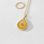 Teardrop Handmade Preserved Floral Specimen Pendant Necklace, Botanical Resin Jewelry, Gift for Her