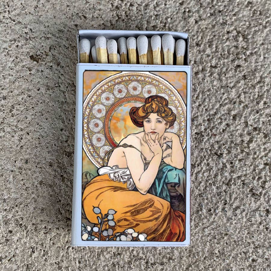 Mucha Topaz Matchbook, Art Nouveau Collectible, Vintage Matchbook Cover, Alphonse Mucha Art Decor, Candle & Incense Accessory, Art Lover Gift