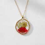 Colorful Preserved Daisy Pendant Necklace, Real Dried Flower Resin Jewelry, Botanical Nature Inspired Gift for Her