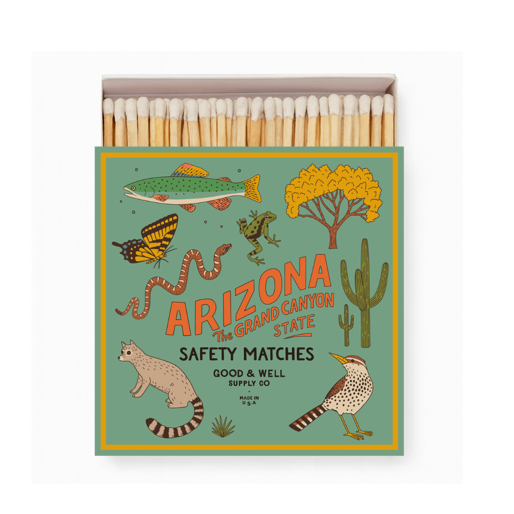 Arizona State Safety Matches | Illustrated State Matchbox | Southwest Desert Gift | Candle Matches | Made in USA