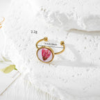 Adjustable Preserved White Botanical Ring, Floral Resin Jewelry, Nature Inspired Gift for Her