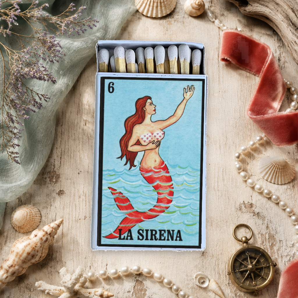 Lotería Sirena Matchbook, Mexican Folk Art Collectible, Vintage Matchbook Cover, Mermaid Home Decor, Candle & Incense Accessory, Unique Gift