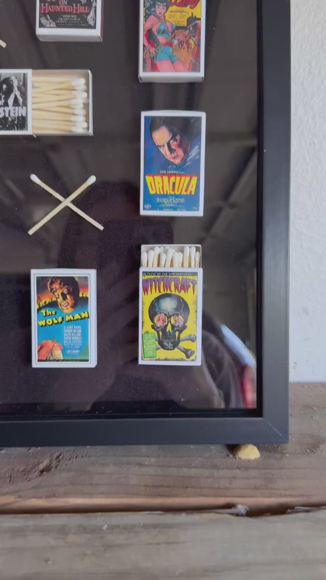 Vintage Horror Movie One of a Kind Matchbook Home Decor with Black Frame