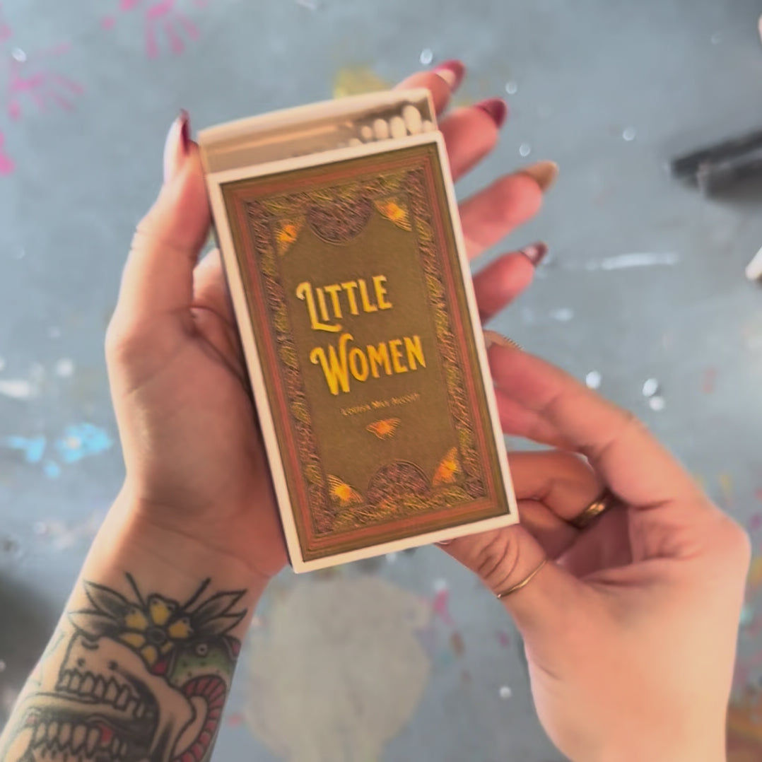 Large Little Women Matchbox – 4-Inch Long Candle Matches, Louisa May Alcott Literary Gift, Bookish Home Décor