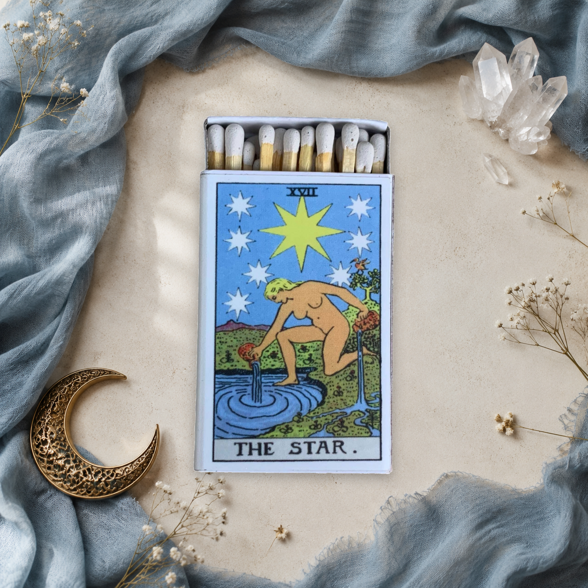 The Star Tarot Matchbook, Vintage Tarot Collectible, Mystical Decor, Candle & Incense Accessory, Witchy Gift